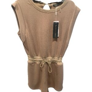 NWT OfeefaN  Sleeveless Tan shorts jumpsuit with Drawstring Waist Size M